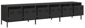 fekete hidegen hengerelt acél TV-szekrény 202 x 39 x 43,5 cm