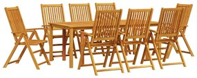 vidaXL Kert étkező szett 9 pcs Barna Tömör Akácfa