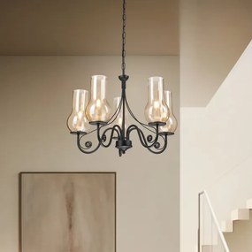 Brilagi - LED Csillár láncon COTTAGE 5xE14/40W/230V fekete/barna