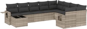 vidaXL 10 részes világosszürke polyrattan kerti ülőgarnitúra párnákkal