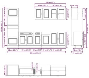 vidaXL 7 részes konyhaszekrény szett Kalmar sonoma tölgy műszaki fa