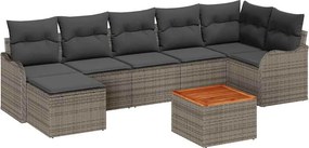 vidaXL Kerti Kanapé Szett párnával 8 pcs Szürke polirattan