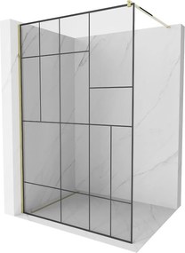 Mexen Kioto Walk-In Zuhanyfal 110 x 200 cm,  átlátszó üveg/ fekete    8 mm,  arany  - 800-110-101-50-7 Walk-In Zuhanyfal