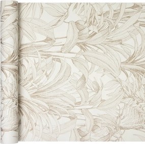 Tapéta Fehér-arany grafika trópusi levelekkel