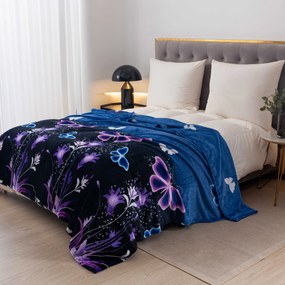 Mikroplüss takaró VIOLET BUTTERFLY sötétkék Méret: 200 x 220 cm