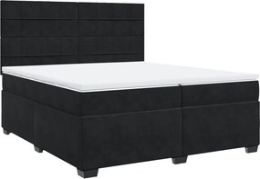 vidaXL fekete bársony rugós ágy matraccal 200x200 cm