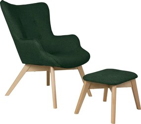 Sötétzöld fotel lábtartóval Niko – Ropez