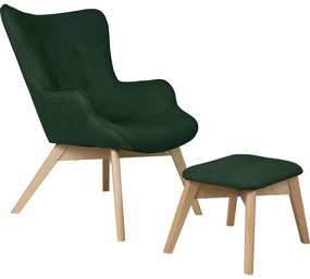 Sötétzöld fotel lábtartóval Niko – Ropez