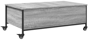 szürke sonoma szerelt fa dohányzóasztal kerekekkel 91x55x34 cm