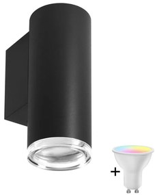 Polux LED RGBW Fényerőszabályozható fürdőszobai fali lámpa TURYN 1xGU10/6,5W/230V IP44 fekete SA1886+AI0589