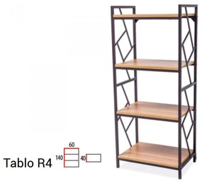Tablo R4 140cm Könyvespolc Tölgy - Sötétbarna