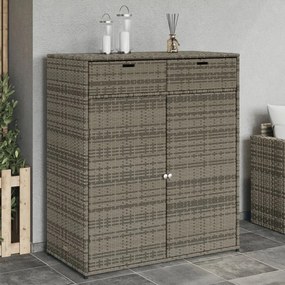 szürke polyrattan kerti tárolószekrény 105 x 55 x 113 cm