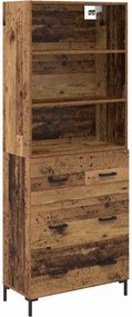 vidaXL Magasfiú fiókkal Öreg fa 69,5 x 34 x 180 cm Faanyag