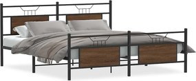 vidaXL barna tölgy színű fém ágykeret matrac nélkül 160 x 200 cm