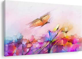 Kép - pillangó a virág felett, absztrakció (90x60 cm)