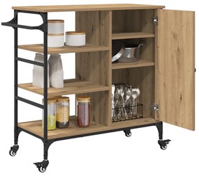 Konyhai Kocsi Tömör Tölgy 87.5x38.5x84.5 cm Szerelt Fa