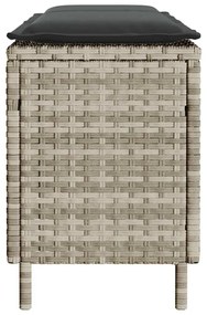 világosszürke polyrattan kerti pad párnával 110x30x40,5 cm