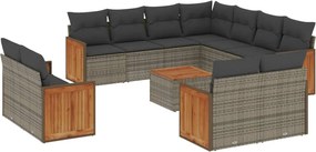 vidaXL 12 részes szürke polyrattan kerti ülőgarnitúra párnákkal