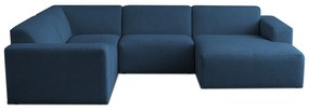 Sötétkék buklé sarokkanapé (U alakú) Roxy – Scandic