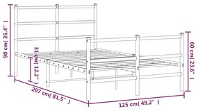 fehér fém ágykeret fej- és lábtámlával 120 x 200 cm