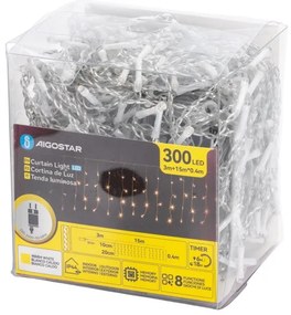 Aigostar - LED kültéri karácsonyi fényfüzér 300xLED/6W/230V/8 üzemmód 15x0,4m IP44 meleg fehér