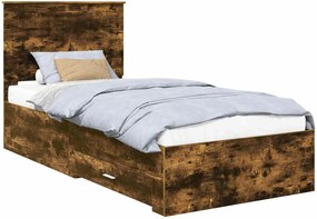 vidaXL Ágykeret fejtámlával fiókkal Füstölt tölgy 90 x 190 cm Faanyag