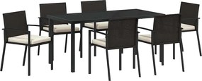 vidaXL Kert étkező szett 7 pcs Fekete Porszórt acél
