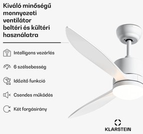 Klarstein SkyBreeze Smart mennyezeti ventilátor, Beltéri és kültéri használat, Intelligens vezérlés, IP44, 40 dB