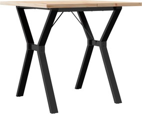 vidaXL tömör fenyőfa és acél étkezőasztal Y-vázzal 80x80x75,5 cm