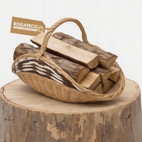 Kandallókosár Lapos 55 x 34CM Fonott Kandallófa Kosár Jutával