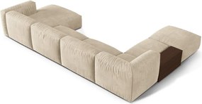Bézs bársony moduláris sarokkanapé (bal oldali-U alakú) Martina – Micadoni