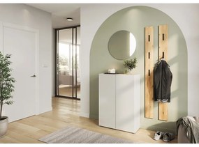 Fehér előszoba bútor tölgyfa dekorral 74x200x33 cm Alviano – Germania