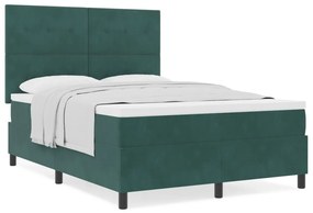 Boxspring Ágy Matraccal Sötét Zöld 140x200 cm Bársony