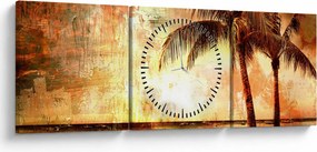 Kép - pálmafák a tengerparton (órával) (90x30 cm)