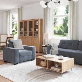 3 Részes Kanapészett Párnákkal Sötétszürke Bélés
