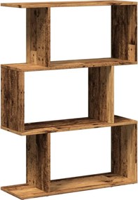 vidaXL 3 szintes antik fa színű fa elválasztó könyvespolc 70x24x97 cm