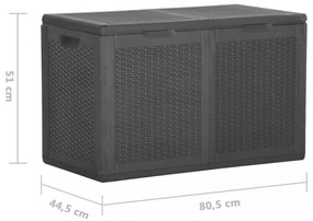 fekete PP rattan kerti tárolóláda 180 L