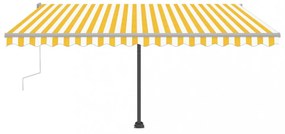 sárga és fehér kézzel kihúzható LED-es napellenző 450 x 300 cm