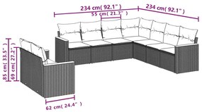 9 részes bézs polyrattan kerti ülőgarnitúra párnákkal
