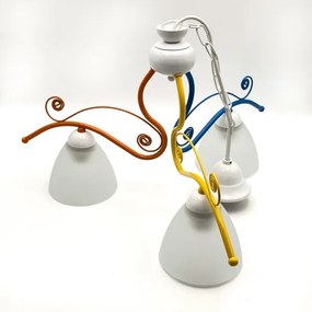 Csillár láncon RETRO 3xE27/60W/230V fehér/színes