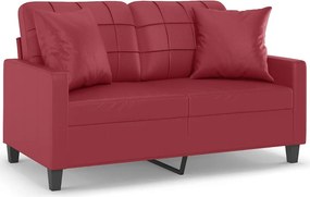 vidaXL 2 személyes bordó műbőr kanapé díszpárnákkal 120 cm