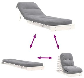 fehér tömör fenyőfa futon kanapéágy matraccal 60 x 206 x 11 cm