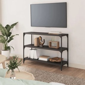 fekete szerelt fa és acél könyvszekrény 100 x 33 x 70,5 cm