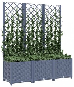 sötétszürke PP rácsos kerti ültetőláda 120 x 40 x 136 cm
