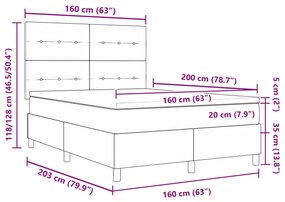 vidaXL Boxspring Ágy Matracokkal Sötétszürke 160x200 cm Bársony
