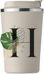 Prémium termo bögre bézs H betűvel név monogrammal Hania KT_223_b
