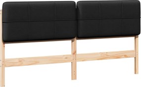 vidaXL Kárpitozott fejtámla Barna és fekete 180 cm Tömör fenyőfa