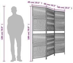 szürke 3-paneles polyrattan térelválasztó