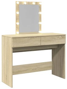 sonoma tölgy színű fésülködőasztal LED-del 100 x 40 x 130 cm