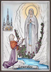 Lourdes-i Szűzanya kép SA0003/2C Színben Gravírozás Ingyen!
